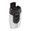 Vertigo Big Buddha cigar table lighter with brushed chrome and black finish, featuring a sleek design for premium cigar lighting.