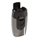 Vertigo Big Buddha cigar lighter with brushed gun metal and black finish, compact table lighter for cigars.