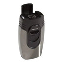 Vertigo Big Buddha cigar lighter in brushed gun metal and black with a sleek, modern design and sturdy build.