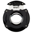 Black Xikar Enso cigar cutter with sleek design, showing sharp cutting blades and ergonomic grip.