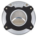 Silver Xikar Enso cigar cutter with sleek design, featuring sharp blades for precise cuts, displayed on a neutral background.