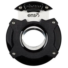 Load image into Gallery viewer, Black Xikar Enso cigar cutter, premium metal design with sharp blades, used for neatly cutting cigars.
