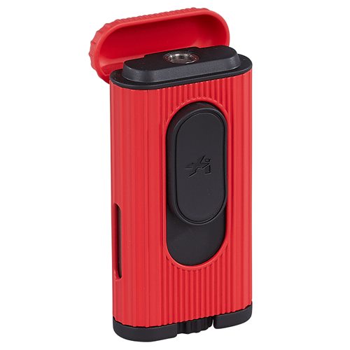 Xikar Hedron Lighter Black Red Cigar Lighter Boston's Cigar Shop