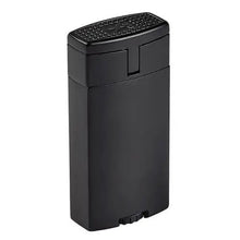 Load image into Gallery viewer, Black and gold Xikar Ion cigar lighter with sleek design, compact size, and adjustable flame for premium cigar lighting.
