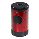 Red Xikar Volta Quad Flame Table-Top Cigar Lighter with four powerful flames, designed for premium cigar lighting.