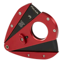 Red Xikar Xi1 cigar cutter with stainless steel blades and ergonomic design, perfect for precise cigar cutting.