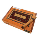 Java by Drew Estate Latte Robusto cigar, coffee-infused, with rich wrapper and medium-sized profile, displayed on a wooden surface.