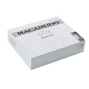 Macanudo Inspirado White Gigante Gordo domestic cigar with cream-colored wrapper, featuring a band with gold and white accents.